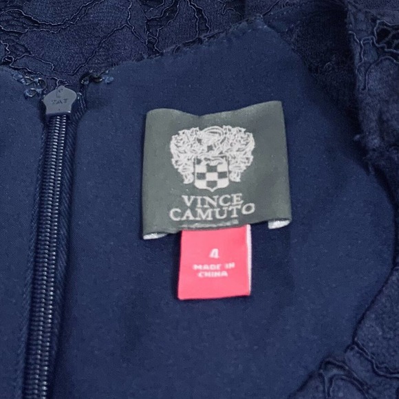 VINCE CAMUTO WOMEN'S COBALT BLUE FLORAL LACE ZIP UP COCKTAIL DRESS - Picture 5 of 8